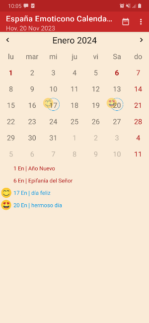España Emoticono Calendario Screenshot 0