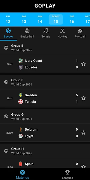 GoPlay - Live Sports Screenshot 1