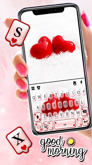 Red Hearts 3D Keyboard Background Screenshot 1