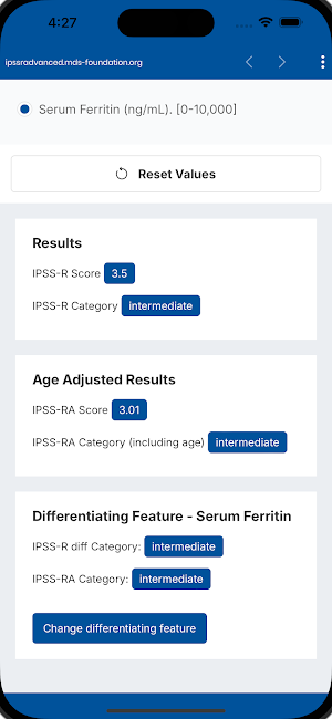 IPSS-R Advanced Calculator Screenshot 1