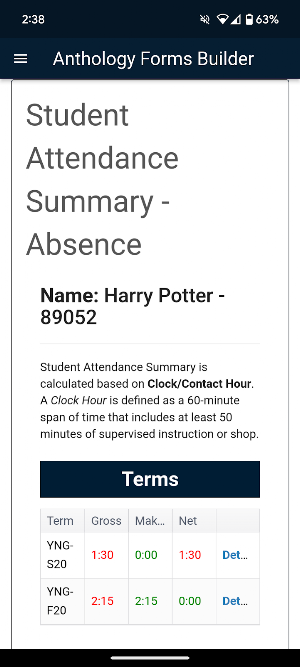PIA Student Portal Screenshot 1