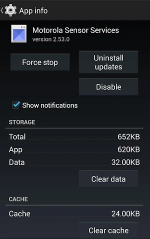 Motorola Sensor Services Screenshot 1