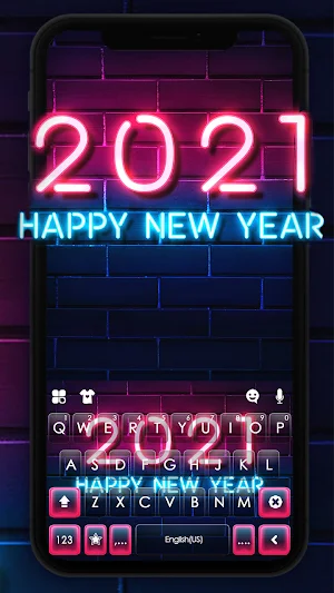 Neon New Year 2021 Keyboard Background Screenshot 0
