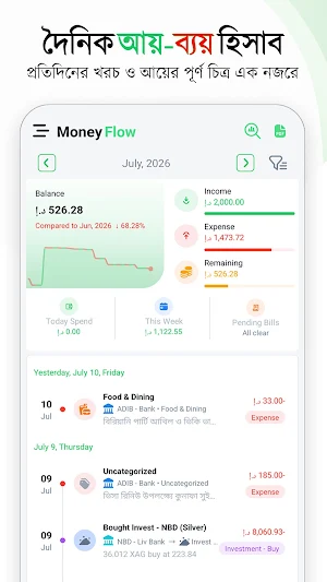 দৈনিক জমা-খরচ হিসাব: MoneyFlow Screenshot 1