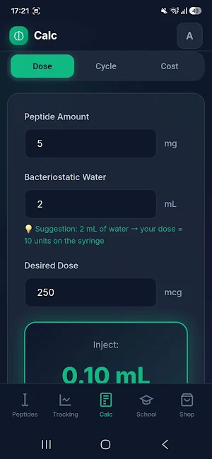Peptide Lab: Dosage Calculator Screenshot 2