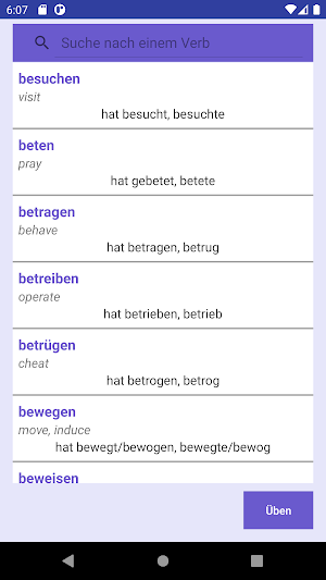 German Verbs Past Prepositions Screenshot 1
