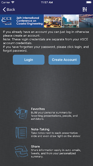 ASCE Conferences and Events Screenshot 1
