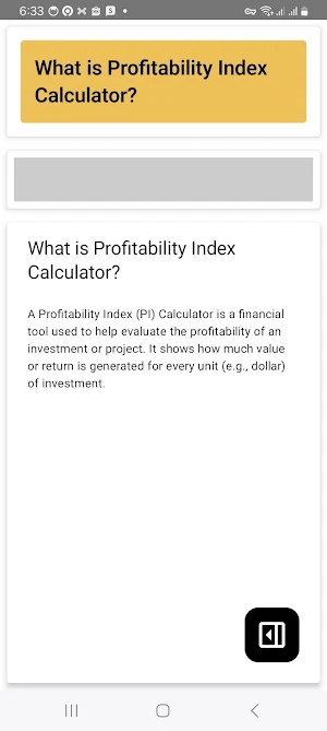 Profitability Index Calculator Screenshot 1