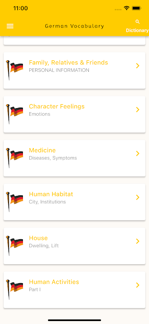 Learn German Vocabulary Screenshot 1