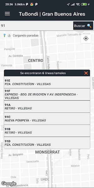 TuBondi: ubicaciones de colectivos en tiempo real Screenshot 1