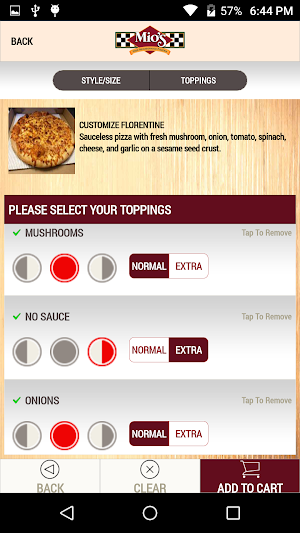 Mio’s Pizza Ordering App Screenshot 3