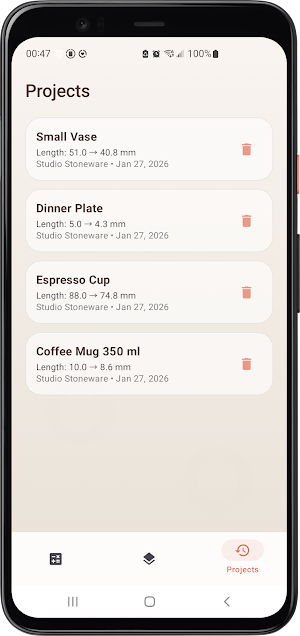 Ceramic Clay Shrinkage Calc Screenshot 3