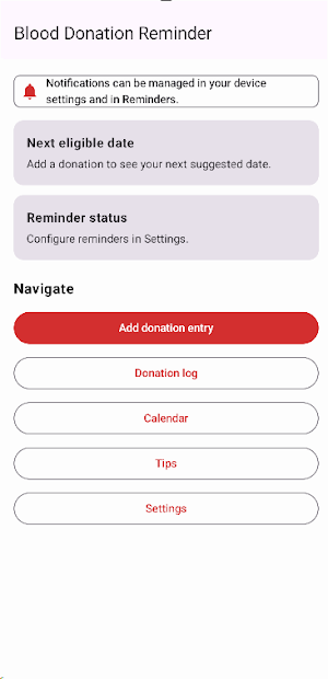 Blood Donation Reminder Screenshot 2