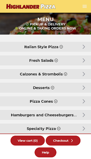 Highlander Pizza Screenshot 1