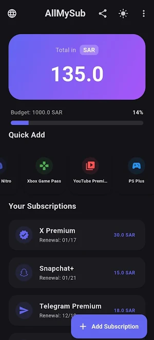 Subscription Tracker & Bills Screenshot 1