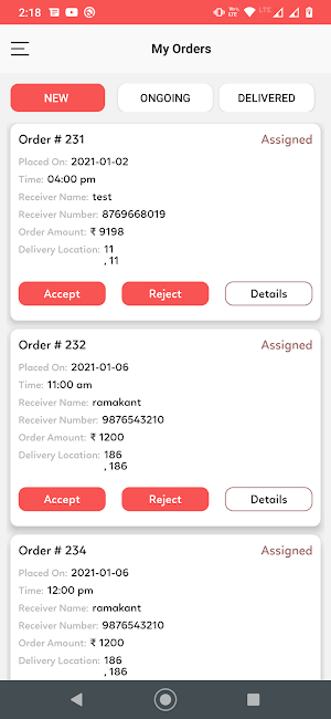 Kart Supermarket-Delivery Boy App Screenshot 1
