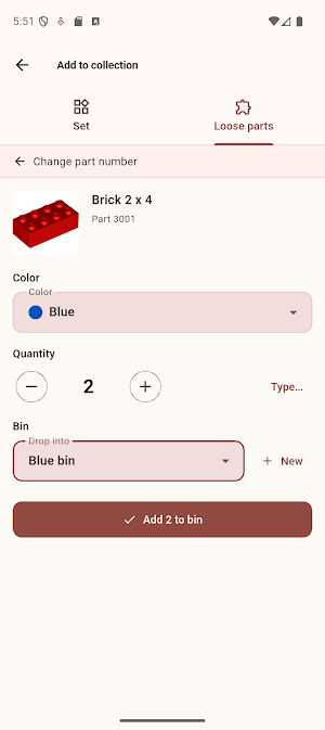 Brickbin: brick parts tracker Screenshot 1