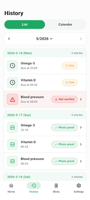 Photo Med Tracker - Med Alarm Screenshot 1