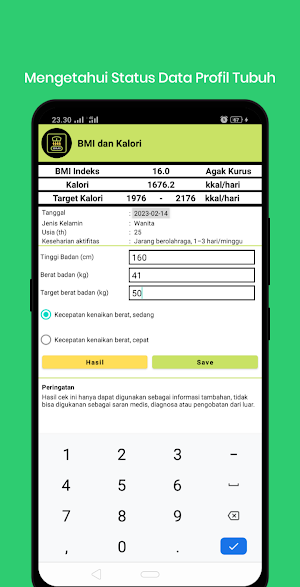 Penambah Berat Badan Kalori Screenshot 2