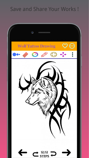 How to Draw Wolf Tattoo Step by Step Screenshot 2