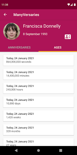 ManyVersaries - Birthdays and anniversaries Screenshot 2