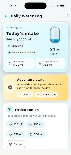 Daily Water Log Screenshot 0