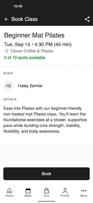 Clover Coffee & Pilates Screenshot 2