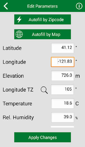 Clear Sky Calculator Screenshot 1