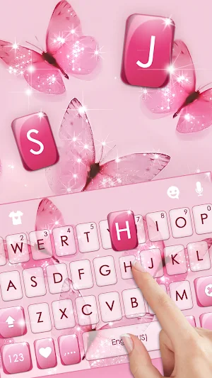 Pink Butterfly Keyboard Background Screenshot 1