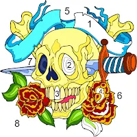 Tattoo Color by Number Artbook