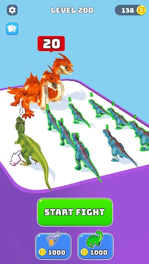Dinosaurs Battle - Merge 3D Screenshot 2