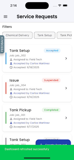 J2 TMS App Screenshot 2