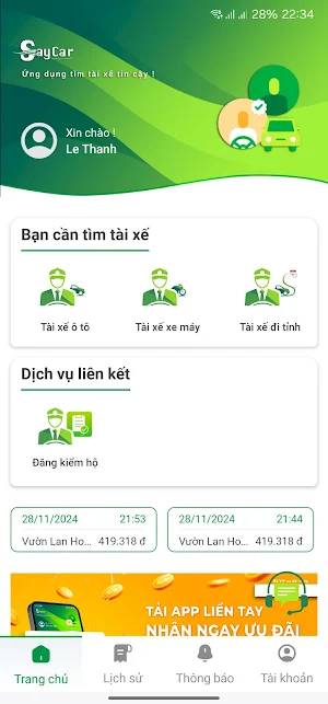 SayCar - Tìm Tài Xế Lái Xe Hộ Screenshot 0