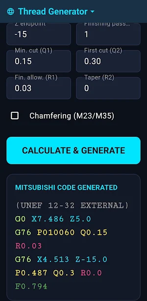 CNC Thread Generator & G-Code Screenshot 0
