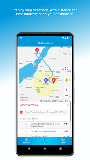 ElectraCentre Branch Locator Screenshot 2