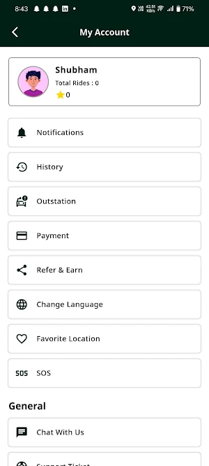 My Ride: Taxi Booking App Screenshot 1