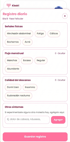 Kiadri: Bienestar y Ciclo Screenshot 1