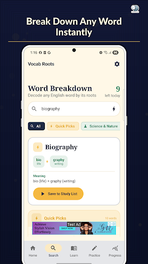 Vocab Roots: Word Learning Screenshot 2