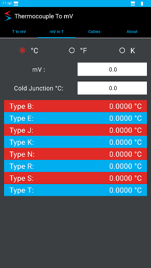 Thermocouple/mV  Converter Screenshot 1