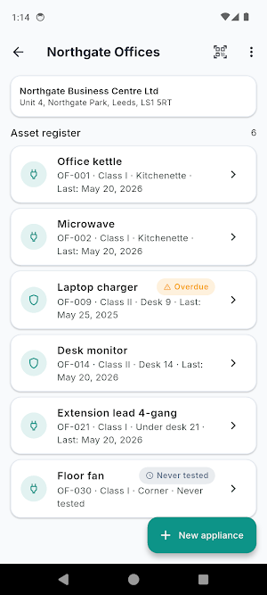 PAT Testing Log & Cert Screenshot 2