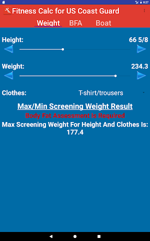 Fitness Calc-Coast Guard Screenshot 3