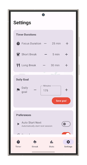 Tomato Focus: Pomodoro Timer Screenshot 3