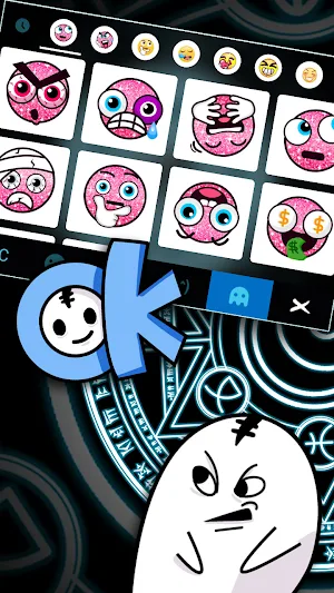 Magic Neon Symbols Keyboard Background Screenshot 2