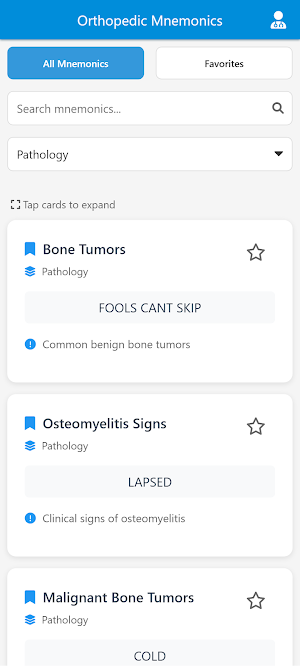 Orthopedic Mnemonics App Screenshot 1