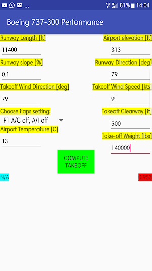 B737-300 take-off performance Screenshot 1