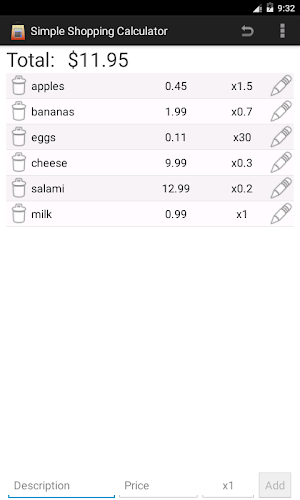 Simple Shopping Calculator Screenshot 0