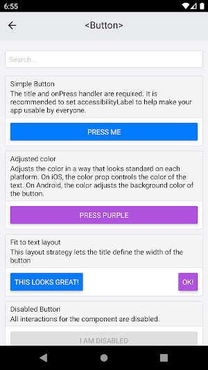 React Native Components Explorer - Source code Screenshot 2
