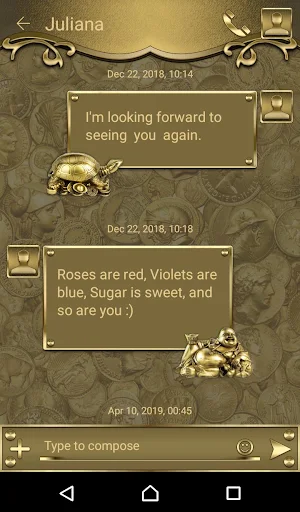 Gold Lucky Charm Go SMS theme Screenshot 1