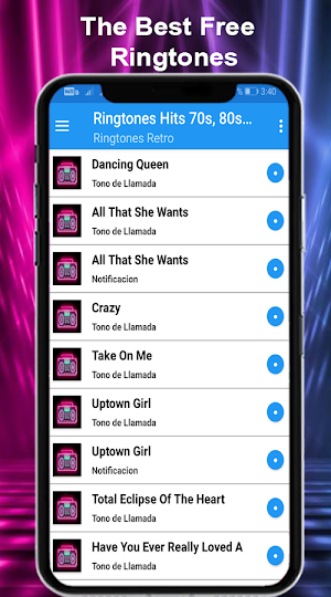 Free mobile ringtone Hits from the 70s, 80s, & 90s Screenshot 0