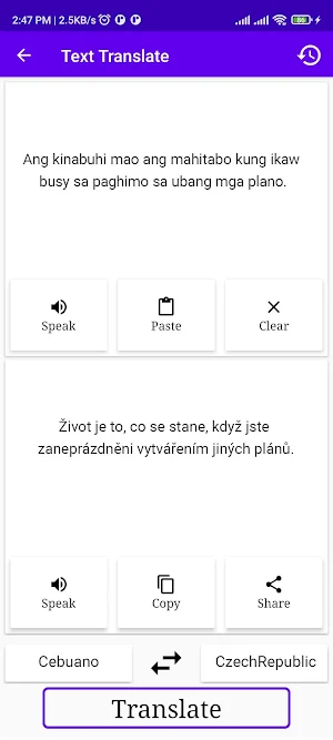 Cebuano To CzechRepublic Trans Screenshot 1